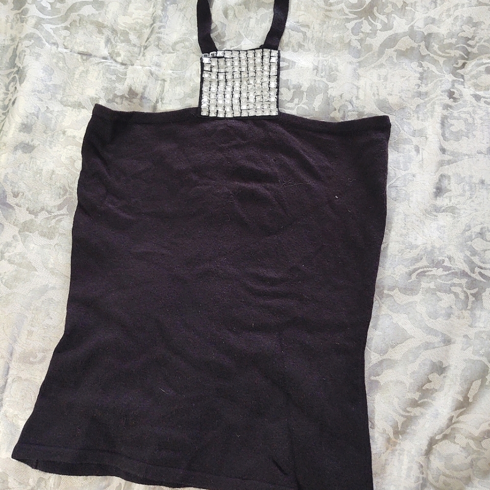 Kohl Yohl Jeweled Sweater Black Halter Top Small